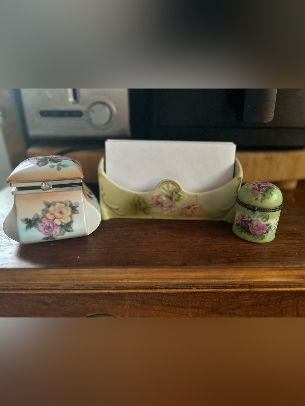 Floral Porcelain Desk Set - Yellow and Green